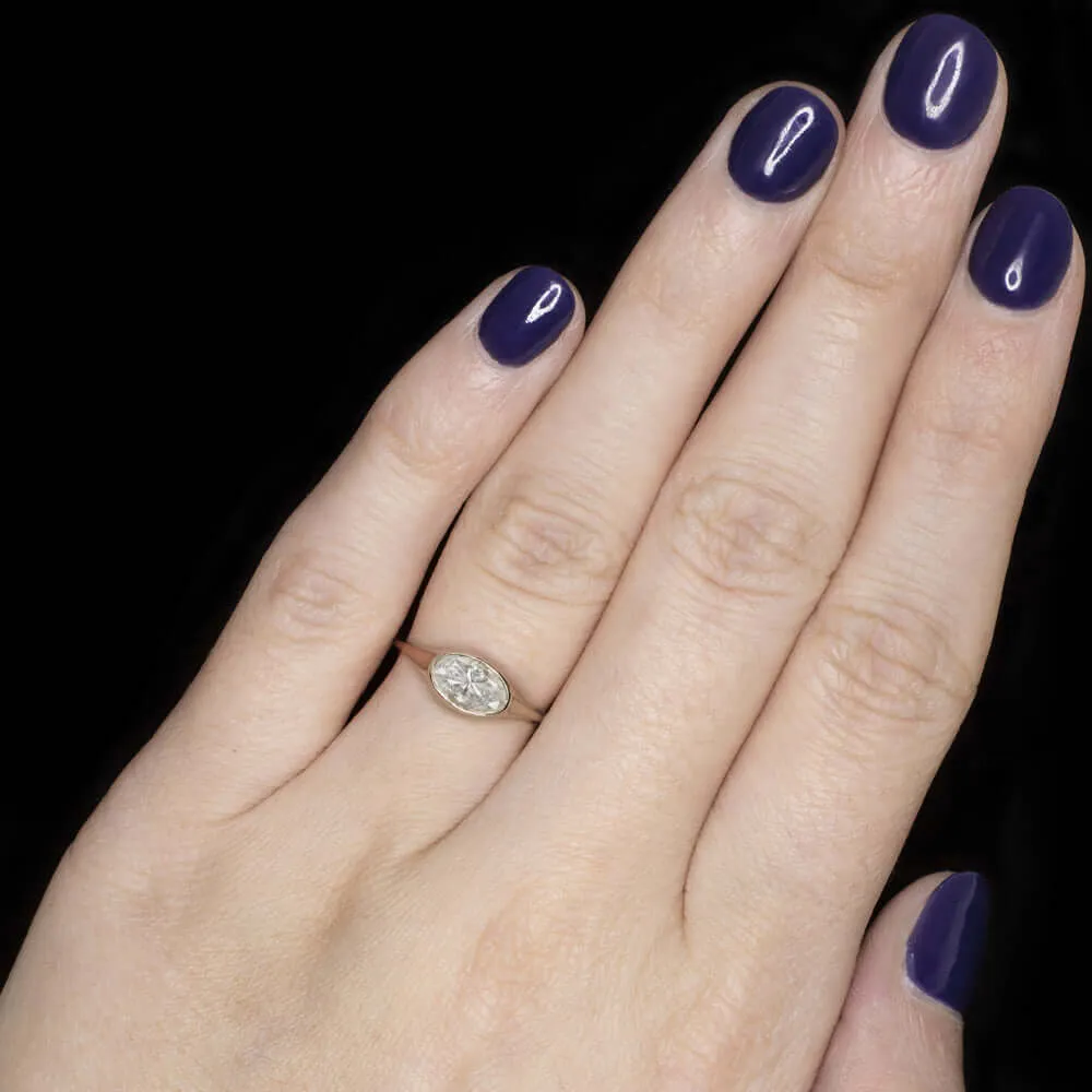 1 CARAT NATURAL DIAMOND EAST WEST RING ROSE GOLD OVAL SHAPE ENGAGEMENT COCKTAIL