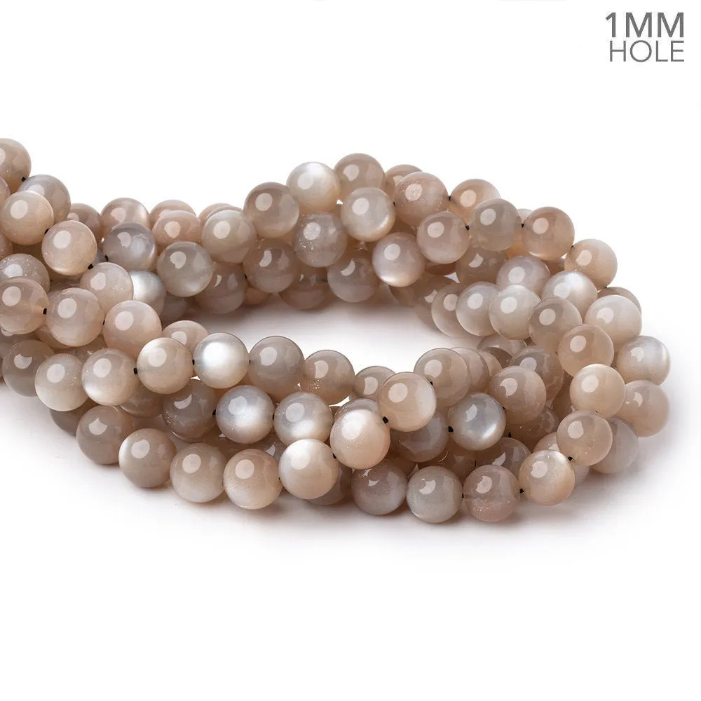 10mm Greige Moonstone Plain Round Beads 15.5 inch 39 pieces AAA 1mm Hole
