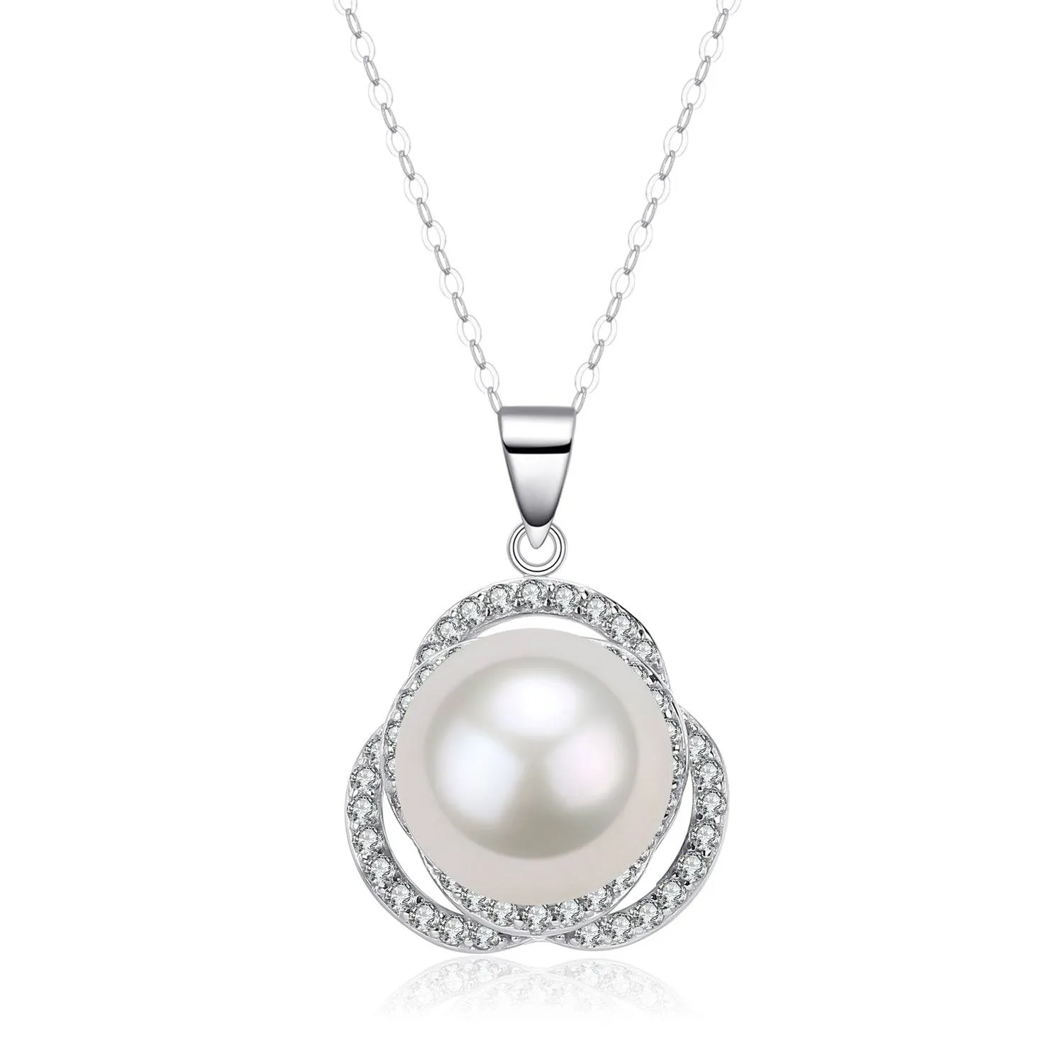 11-12mm Freshwater Pearl & Rose Pendant Necklace
