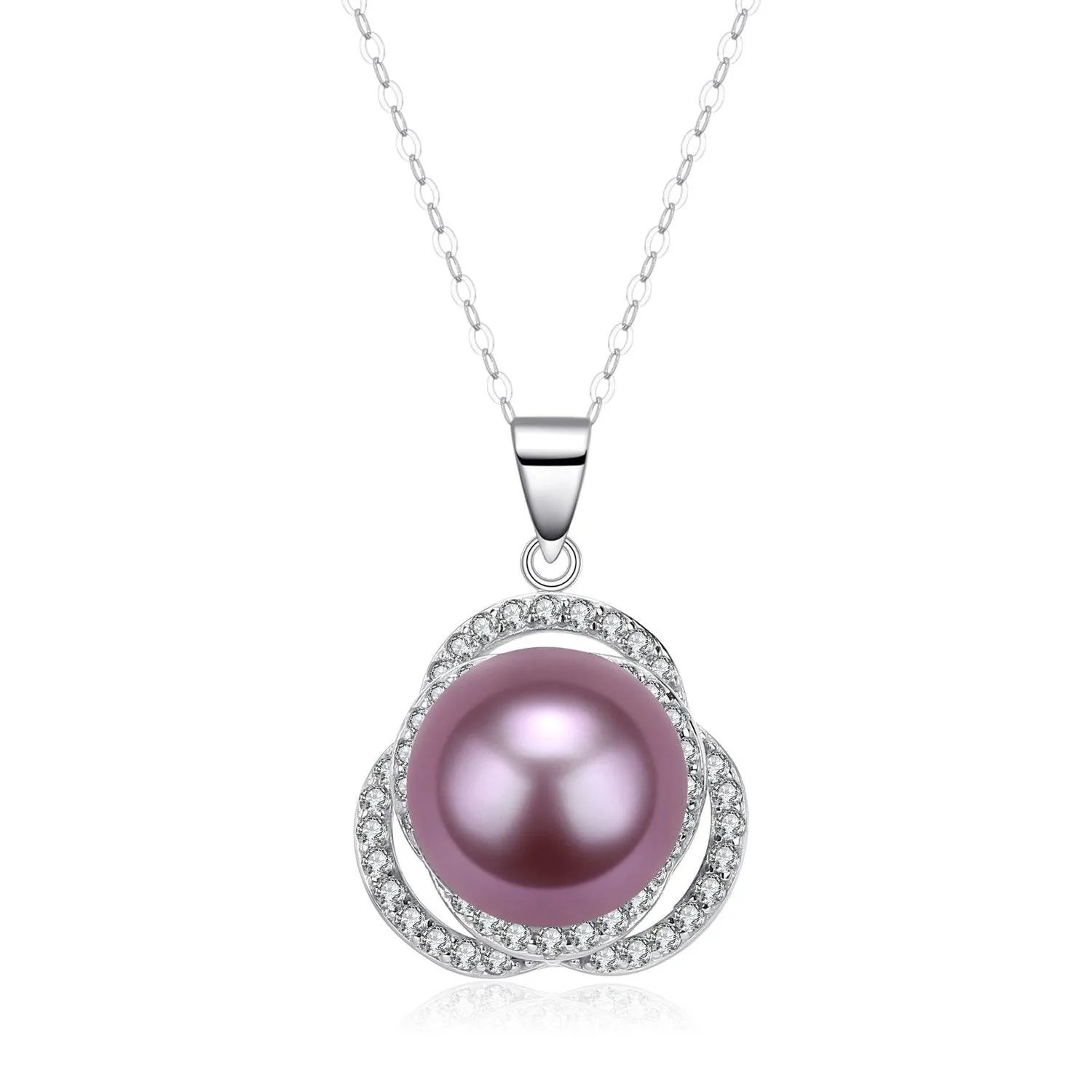 11-12mm Freshwater Pearl & Rose Pendant Necklace