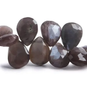 11x9-14x9mm Chocolate Brown Moonstone faceted pears 8 inch 40 beads