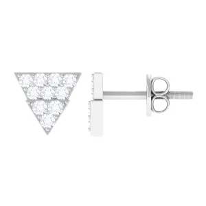 1/2 CT Zircon Triangle Gold Stud Earrings in Pave Setting