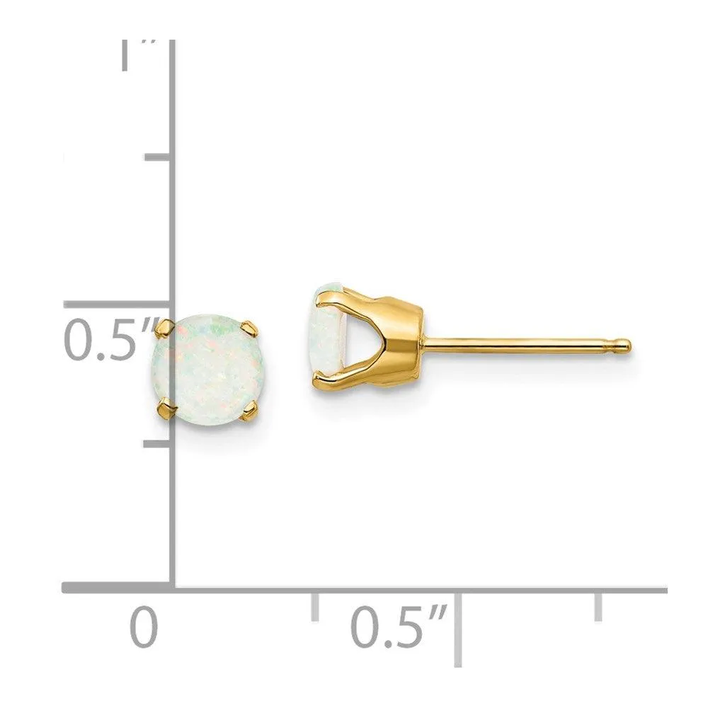 14k 5mm Opal Earrings - October