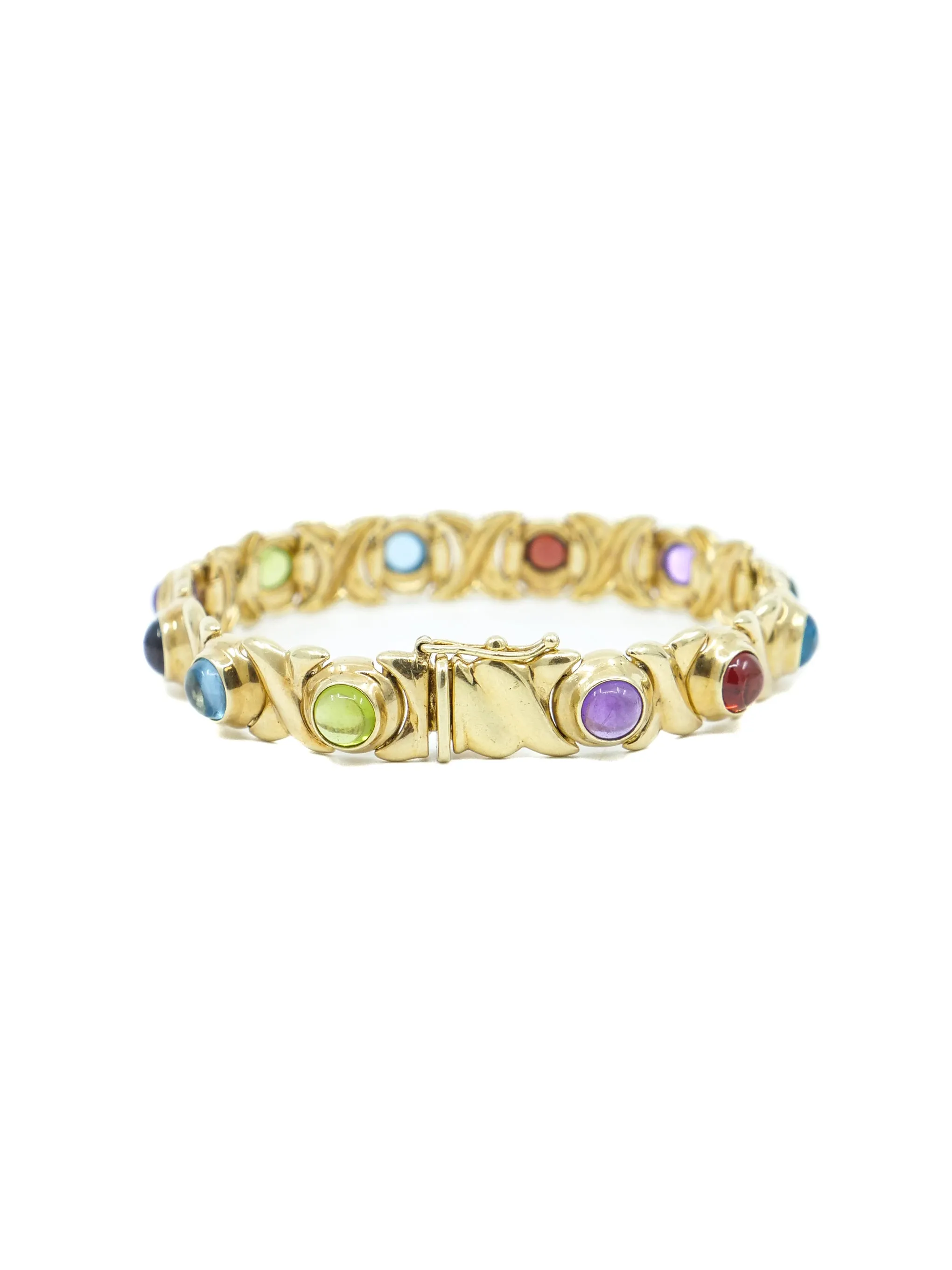 14k Gold Multistone Cabochon Bracelet