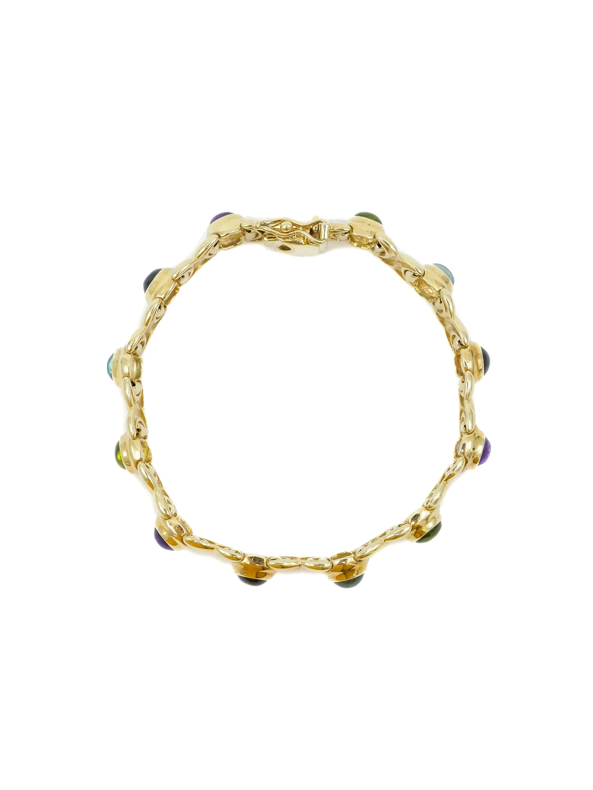 14k Gold Multistone Cabochon Bracelet