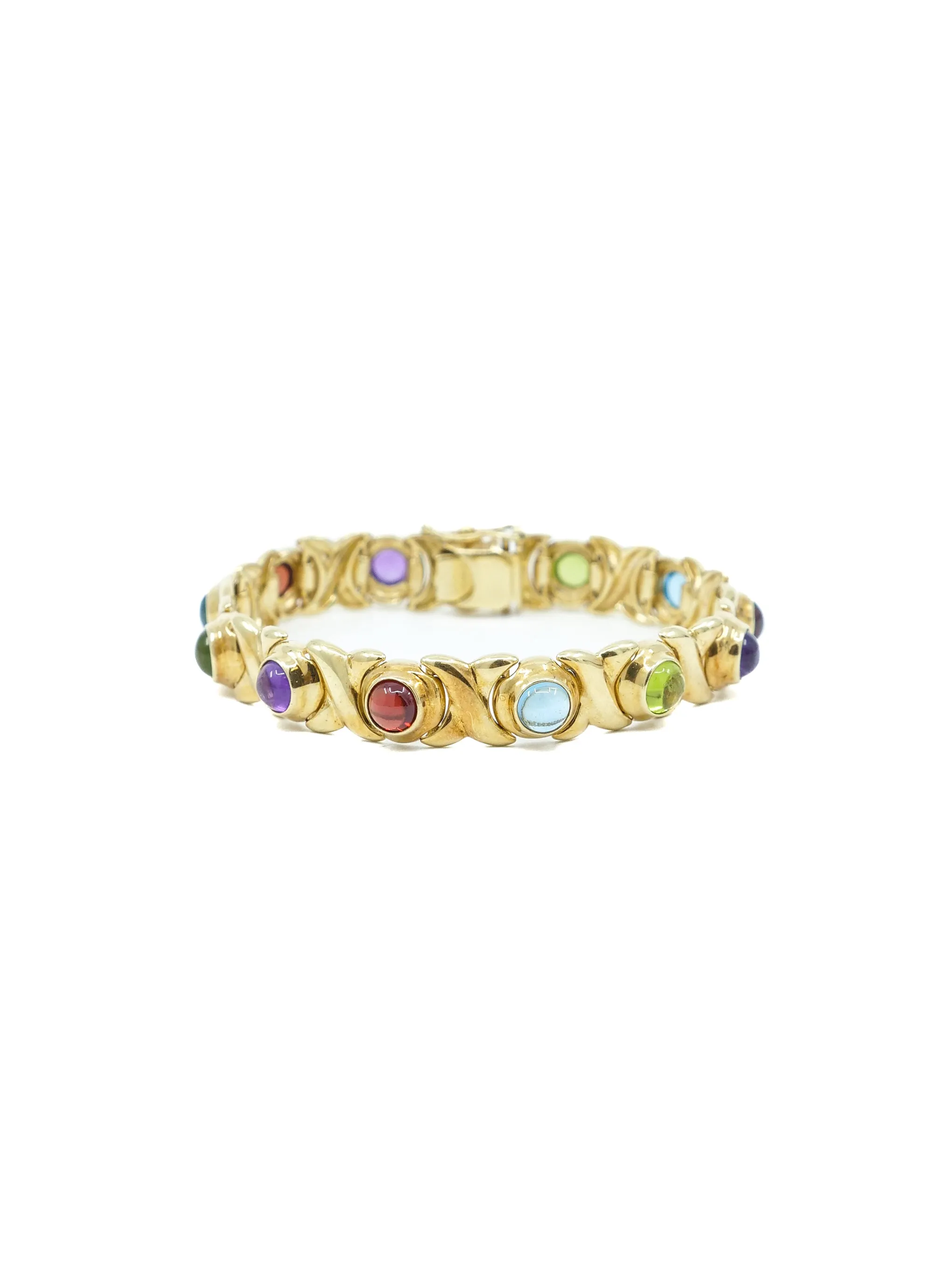14k Gold Multistone Cabochon Bracelet