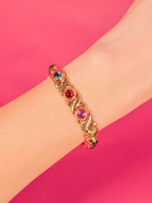 14k Gold Multistone Cabochon Bracelet