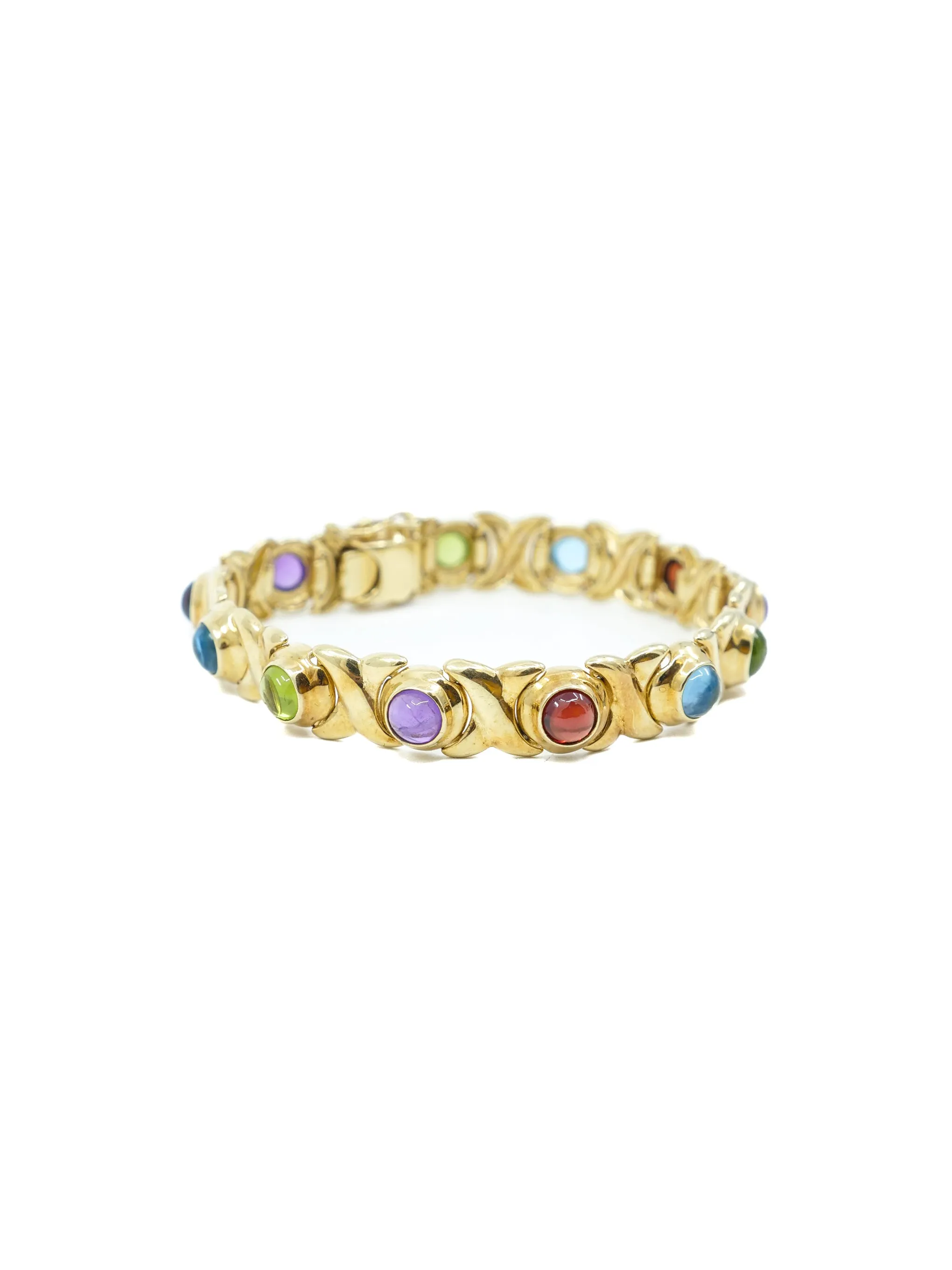 14k Gold Multistone Cabochon Bracelet