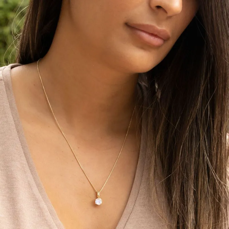 14K Gold Plated Dainty Moonstone Pendant