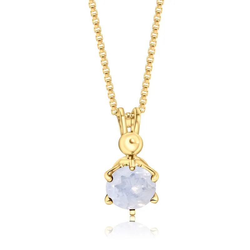 14K Gold Plated Dainty Moonstone Pendant
