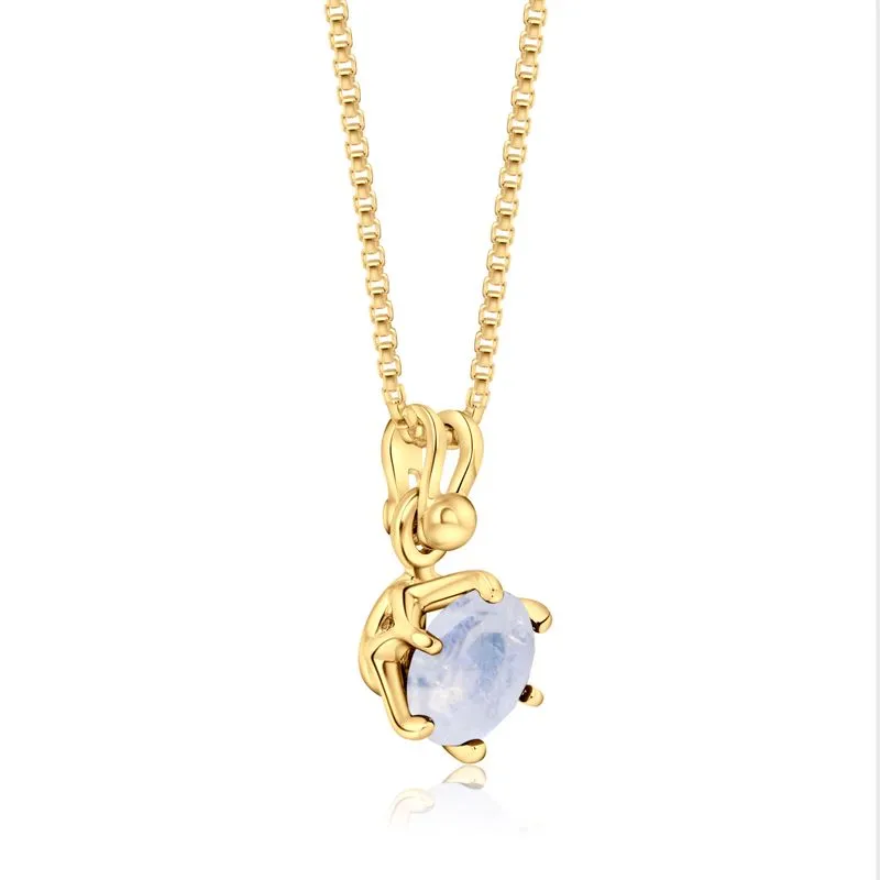 14K Gold Plated Dainty Moonstone Pendant