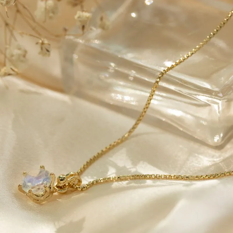 14K Gold Plated Dainty Moonstone Pendant