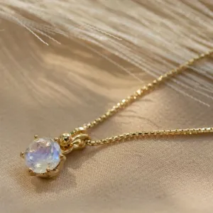 14K Gold Plated Dainty Moonstone Pendant