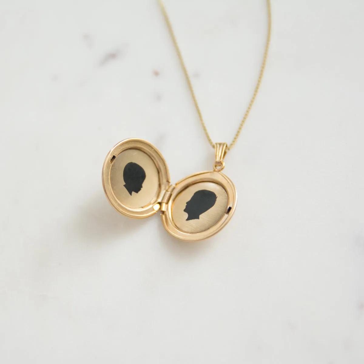 14k Solid Gold Medium Silhouette Locket