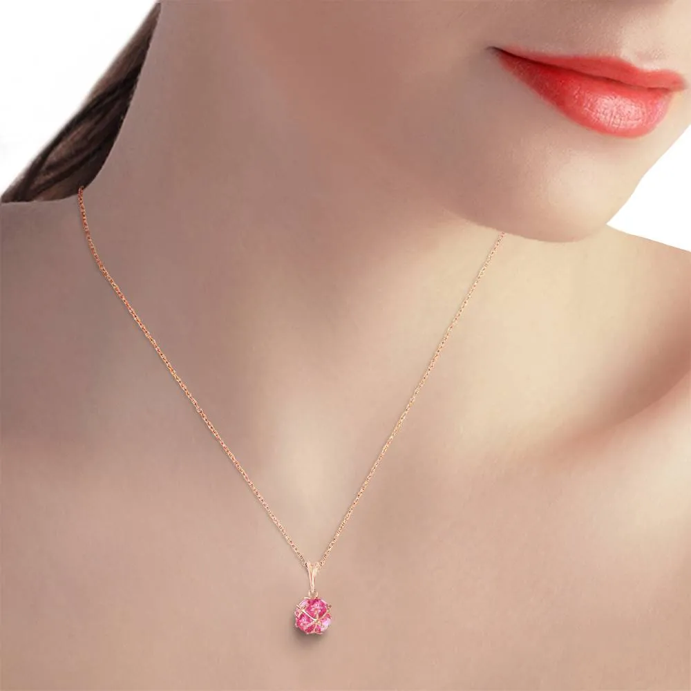 14K Solid Rose Gold Pink Topaz Necklace Gemstone Limited Edition