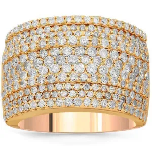 14K Solid Rose Gold Womens Diamond Cocktail Ring 2.41 Ctw