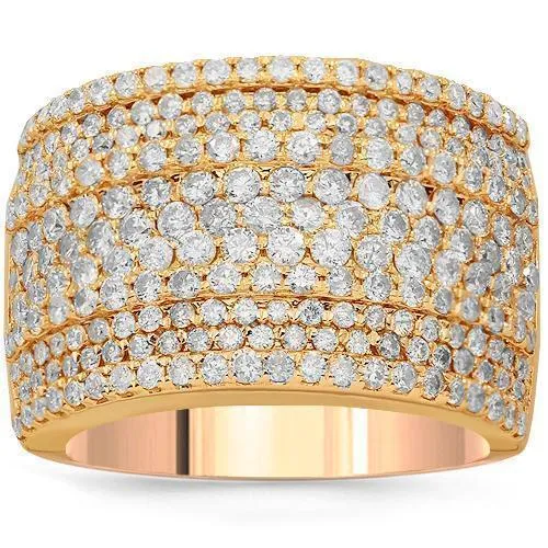 14K Solid Rose Gold Womens Diamond Cocktail Ring 2.41 Ctw