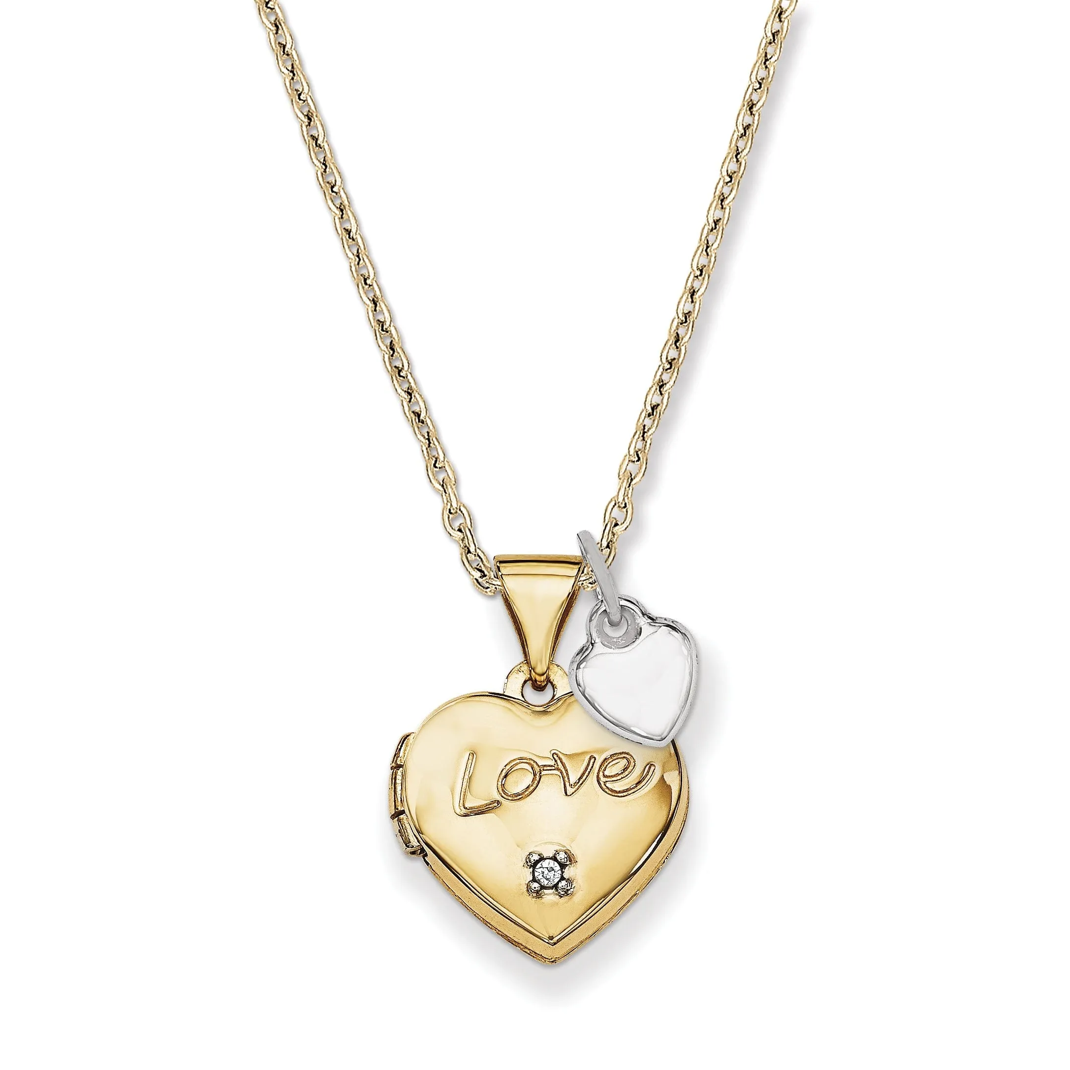 14k Two-tone Heart Locket and Heart Charm