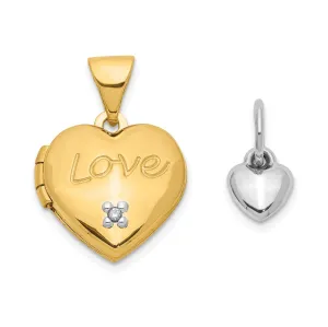 14k Two-tone Heart Locket and Heart Charm