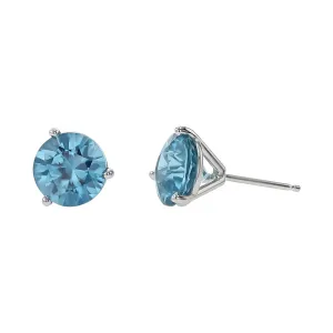 14K White Gold Blue Zircon Stud Earrings