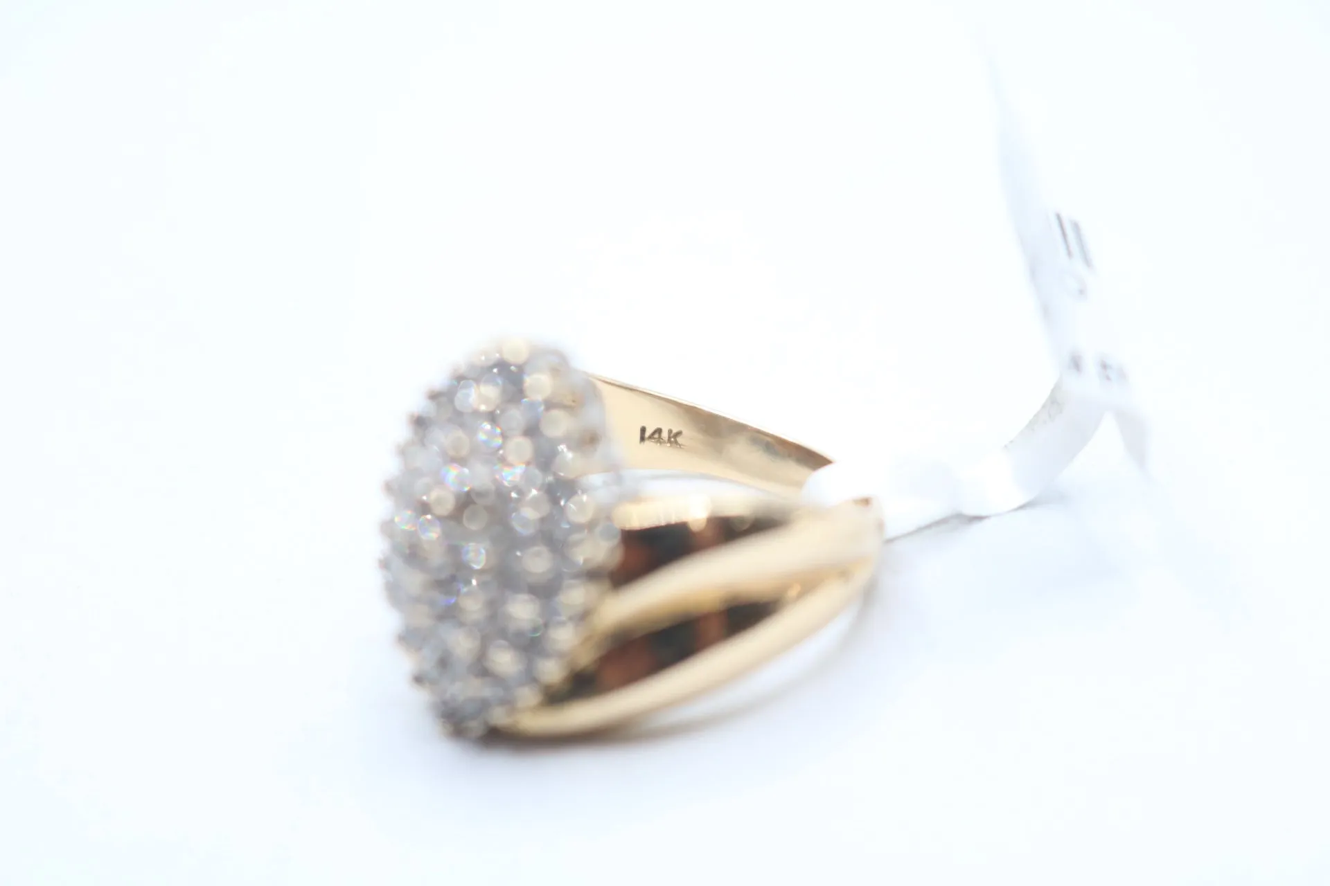 14K Yellow Gold Diamond Cluster Cocktail Ring (Size 7)