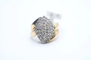 14K Yellow Gold Diamond Cluster Cocktail Ring (Size 7)