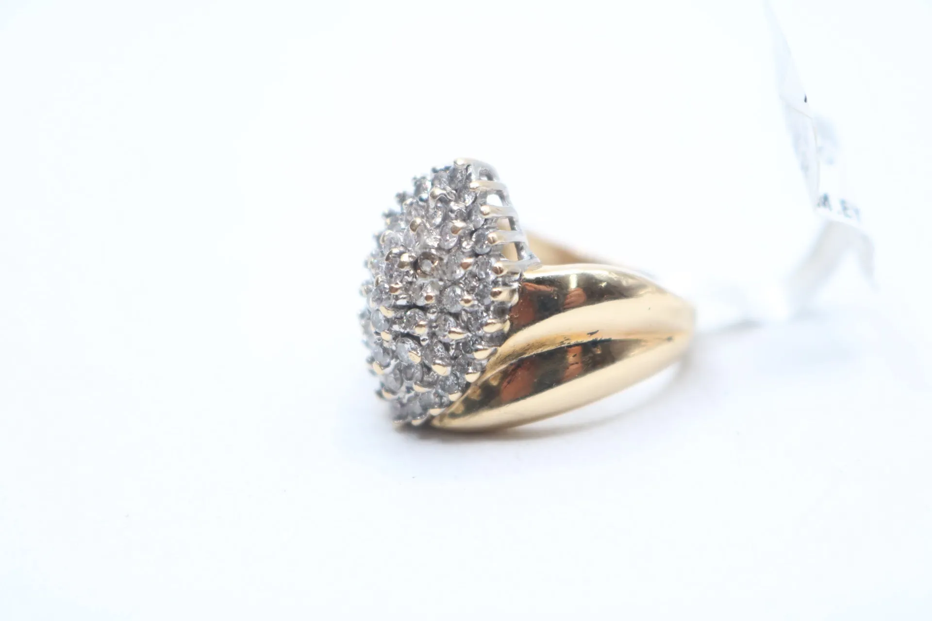 14K Yellow Gold Diamond Cluster Cocktail Ring (Size 7)