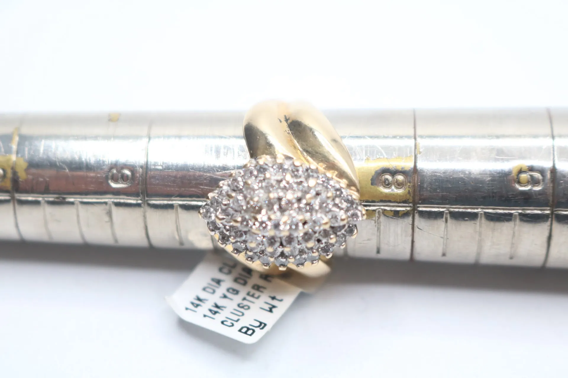 14K Yellow Gold Diamond Cluster Cocktail Ring (Size 7)