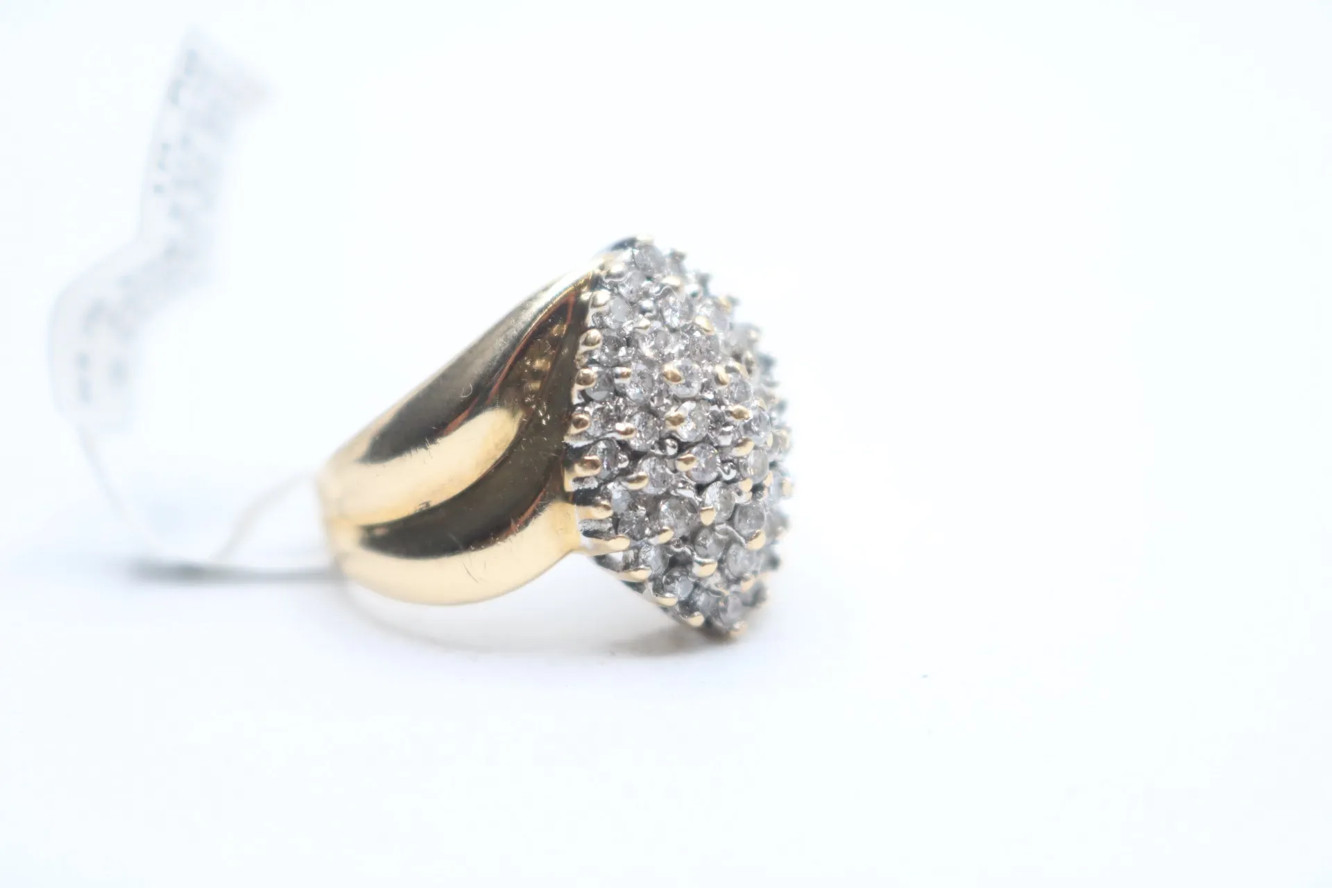 14K Yellow Gold Diamond Cluster Cocktail Ring (Size 7)