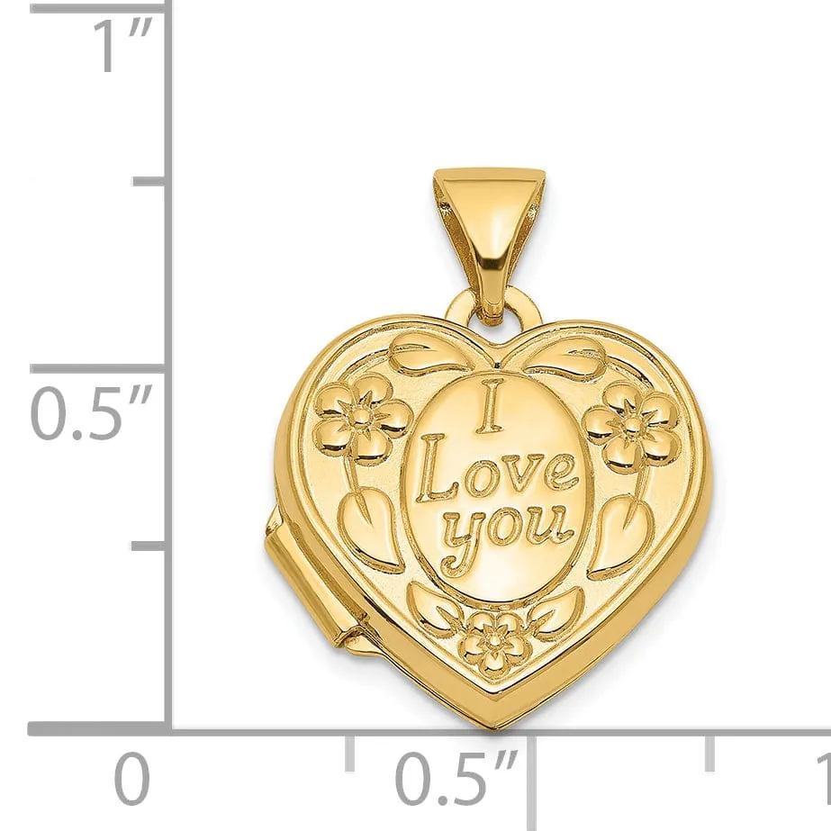 14k Yellow Gold I Love You Heart Locket