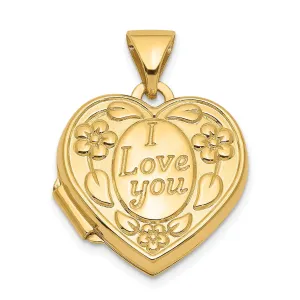 14k Yellow Gold I Love You Heart Locket