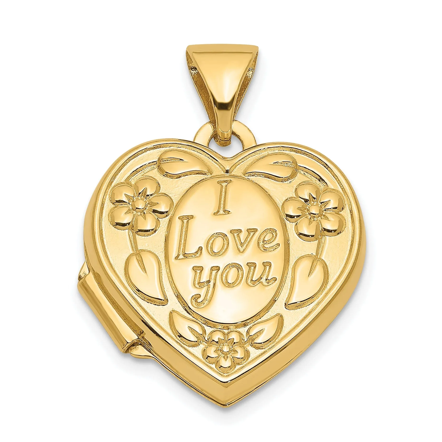 14k Yellow Gold I Love You Heart Locket