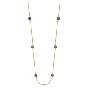14k Yellow Gold Peacock Cultured Pearl Necklace