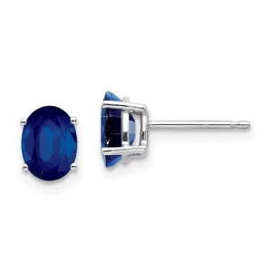 14KT GOLD 2.10 CTW OVAL BLUE SAPPHIRE STUD EARRINGS