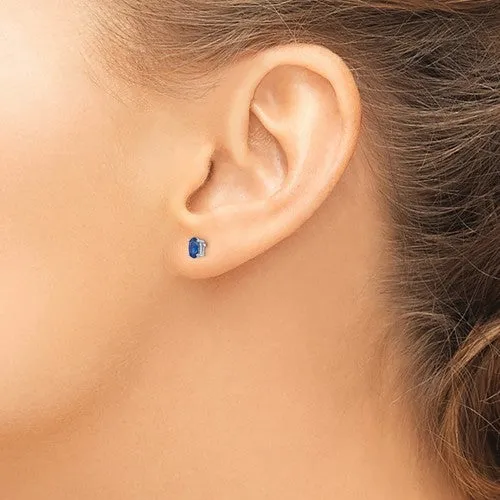 14KT GOLD 2.10 CTW OVAL BLUE SAPPHIRE STUD EARRINGS