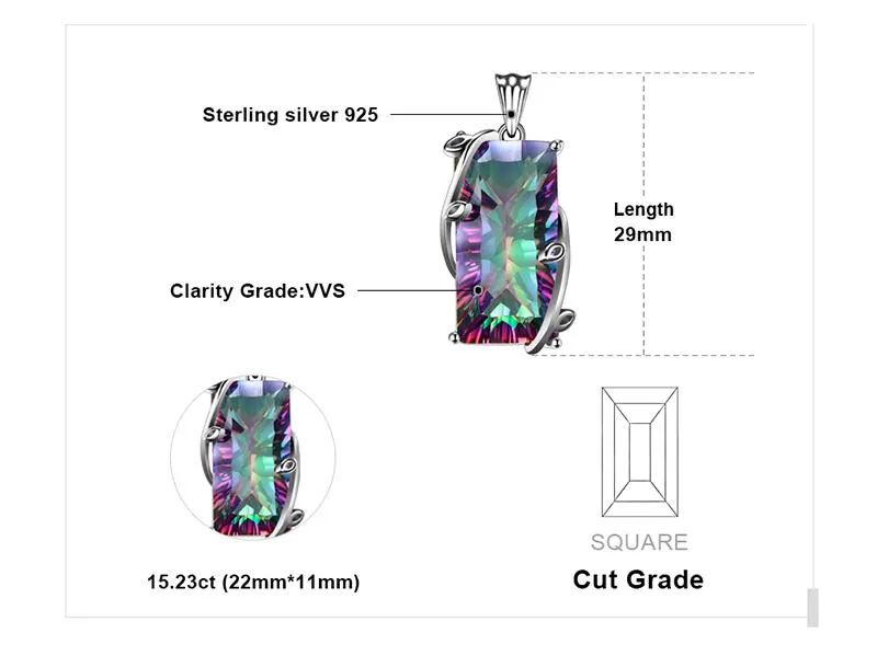 16ct Rainbow Fire Mystic Topaz Silver Necklace