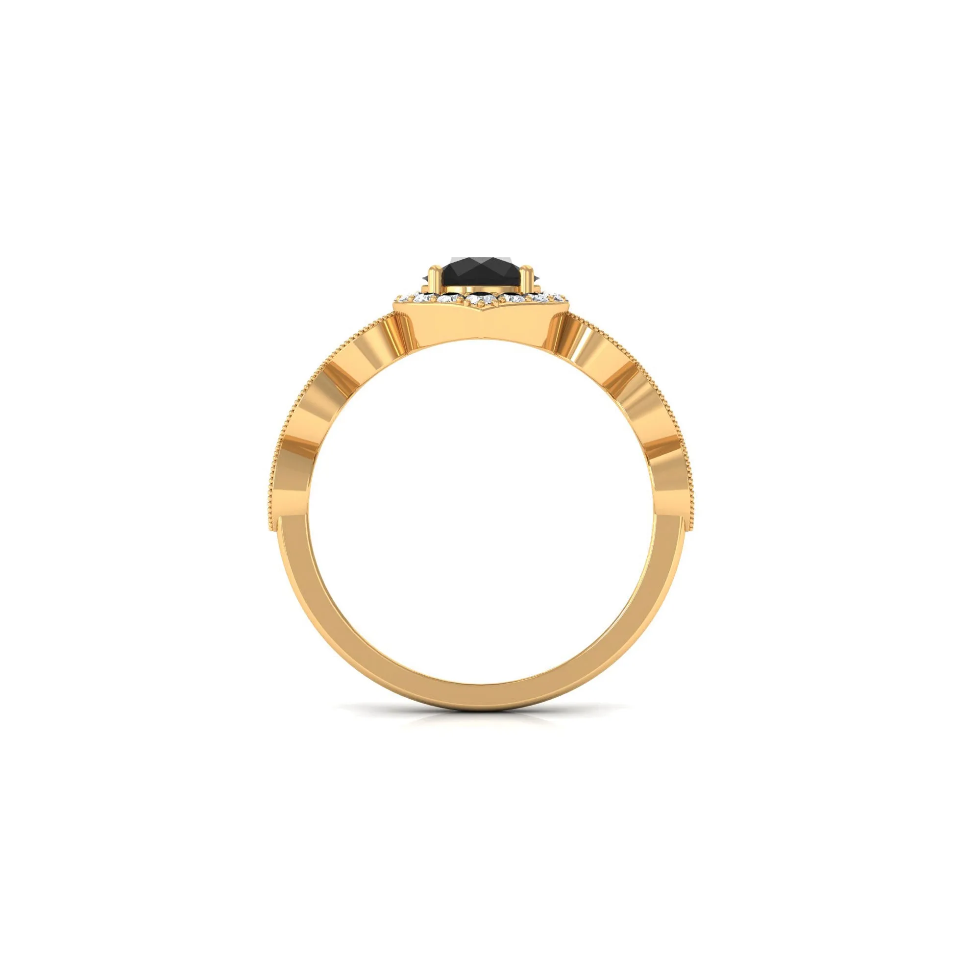 1.75 CT Vintage Black Onyx Engagement Ring with Moissanite Accent