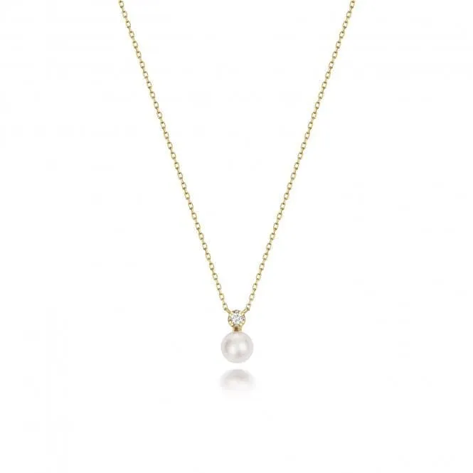 18ct Gold Diamond & Akoya Pearl Necklace NDQ203