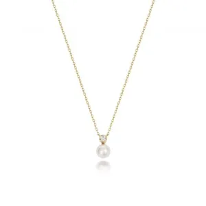 18ct Gold Diamond & Akoya Pearl Necklace NDQ203