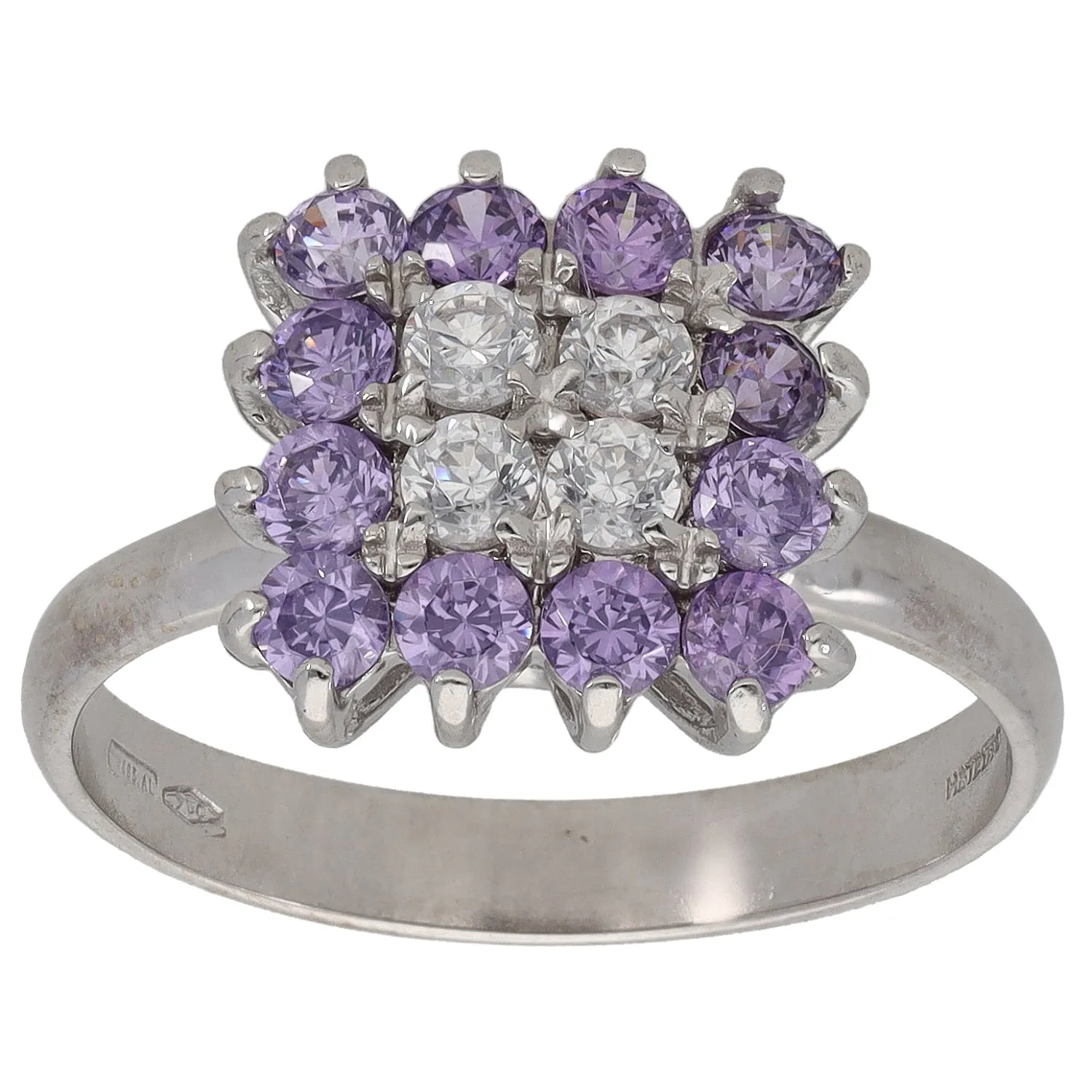 18ct White Gold Cubic Zirconia Dress/Cocktail Ring Size O