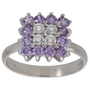 18ct White Gold Cubic Zirconia Dress/Cocktail Ring Size O