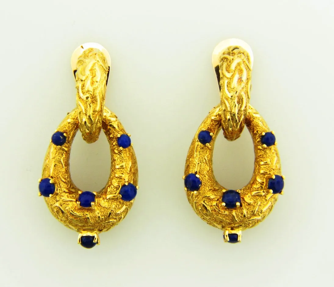 18K Yellow Gold, Door Knocker Earrings
