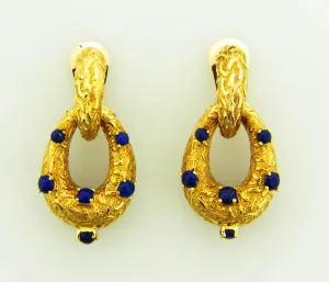 18K Yellow Gold, Door Knocker Earrings