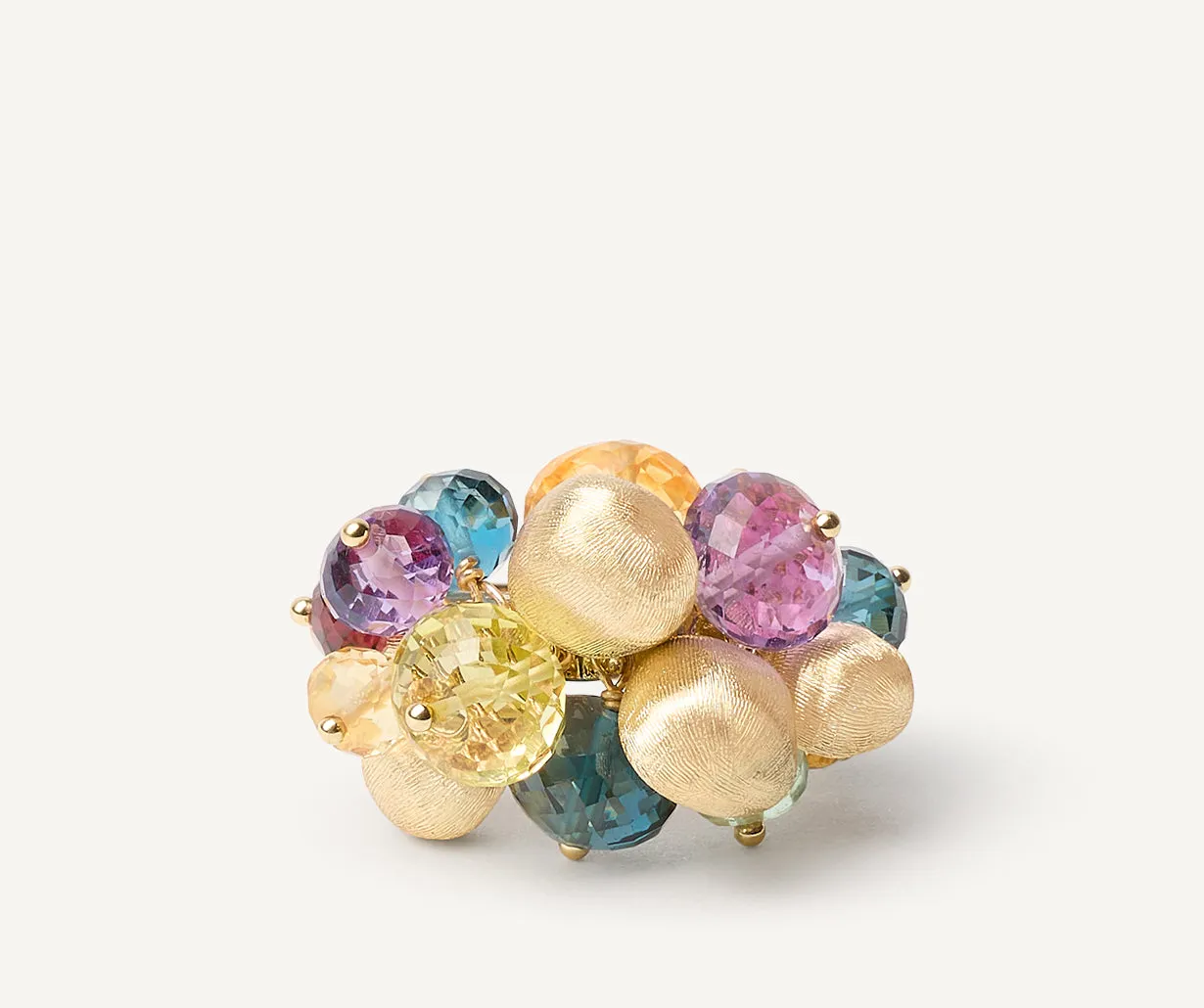 18K Yellow Gold Mixed Gemstone Cocktail Ring