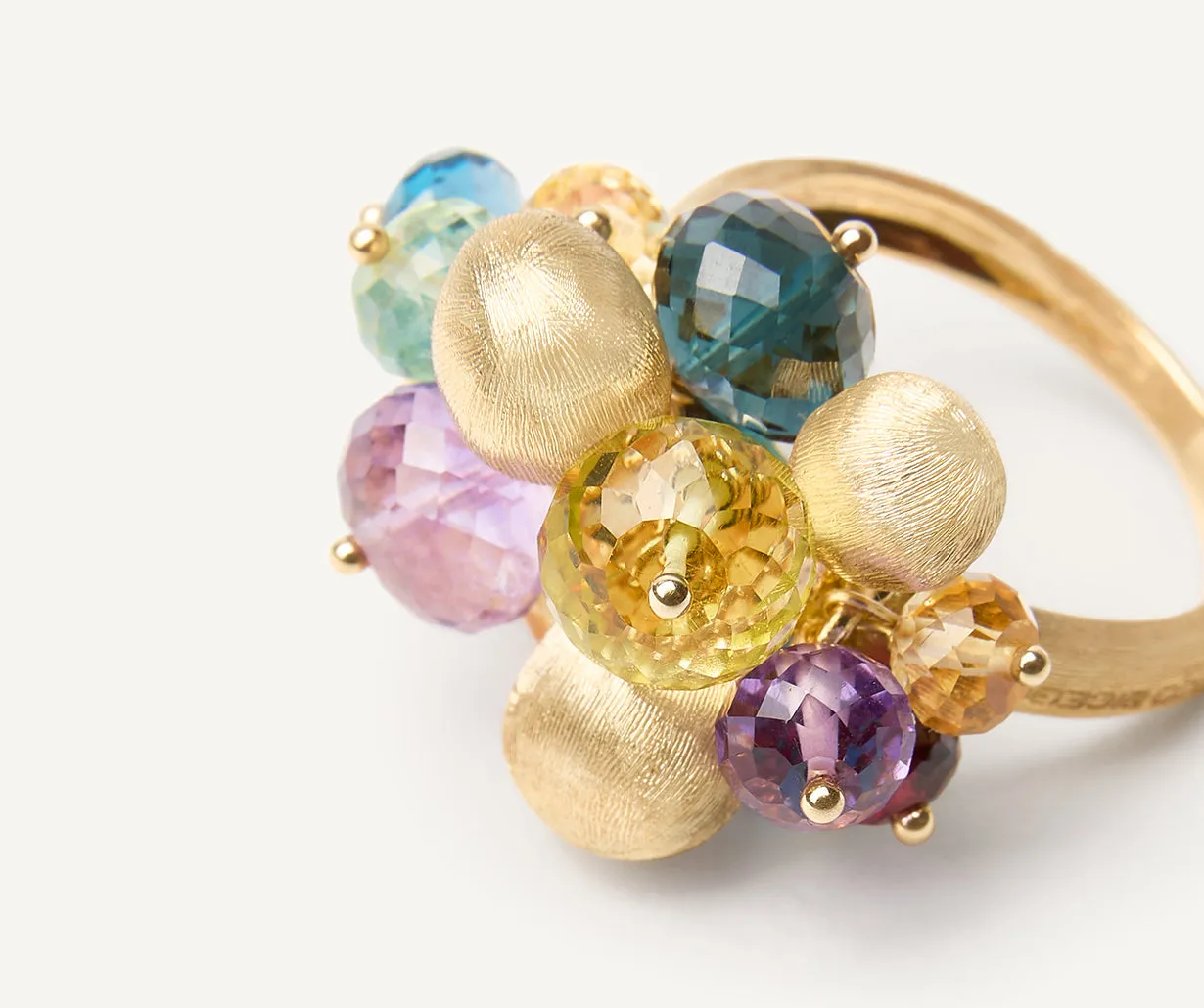 18K Yellow Gold Mixed Gemstone Cocktail Ring