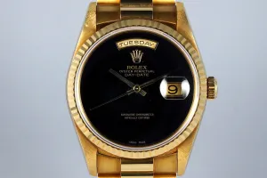 1995 Rolex YG Day-Date 18238 Onyx Dial with Box and Papers UNPOLISHED