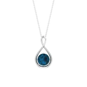 2 CT Infinity Knot Solitaire Necklace with London Blue Topaz