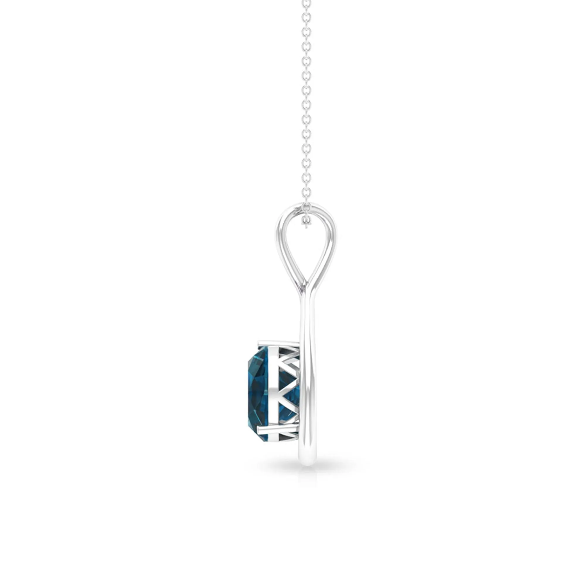 2 CT Infinity Knot Solitaire Necklace with London Blue Topaz