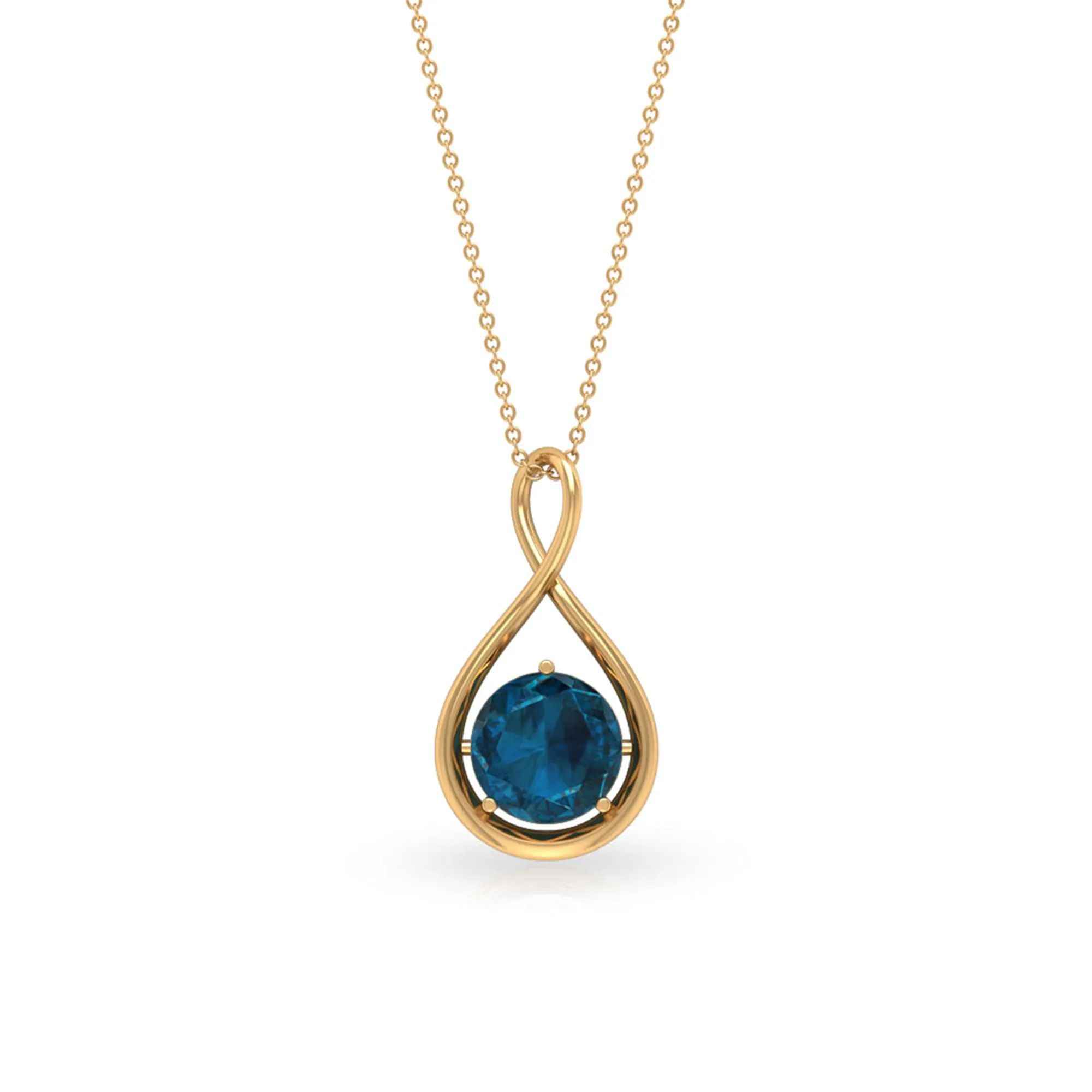 2 CT Infinity Knot Solitaire Necklace with London Blue Topaz