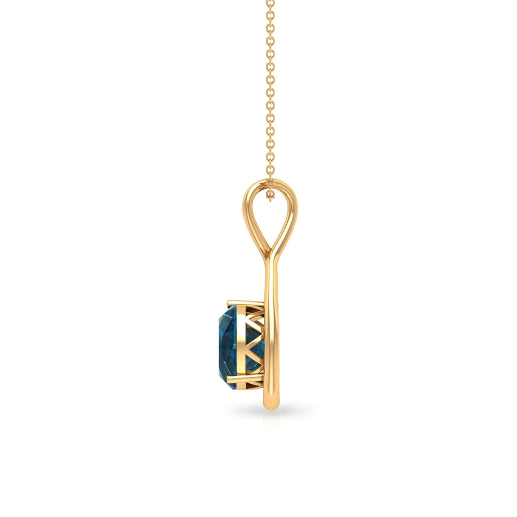 2 CT Infinity Knot Solitaire Necklace with London Blue Topaz
